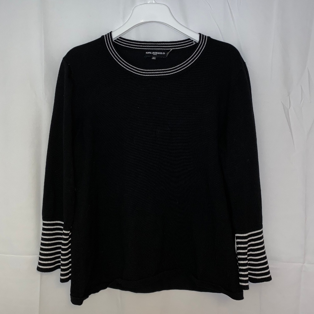 Karl Lagerfeld XL Black Sweater with Bell Sleeves